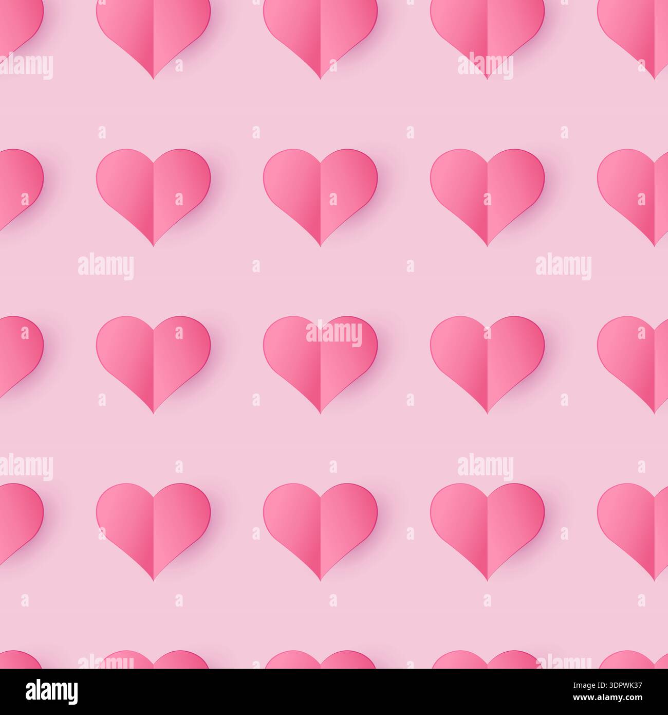 Paper heart seamless pattern. Love background for Valentine`s Day. Stock Vector